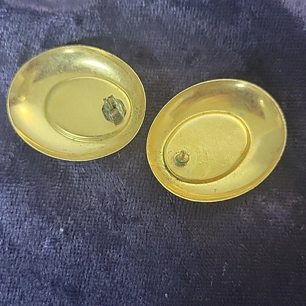 Lot Of 8 Pair Of Vintage Pierced Earrings, Metal, Enamel, Plastic
